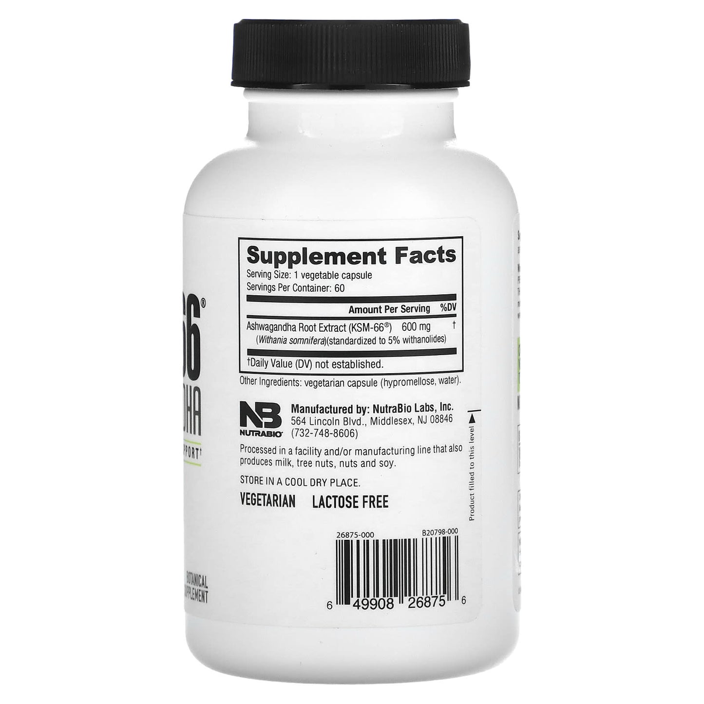 NutraBio, KSM-66®, Ashwagandha, 60 Capsules (600 mg per Capsule) - Image 2