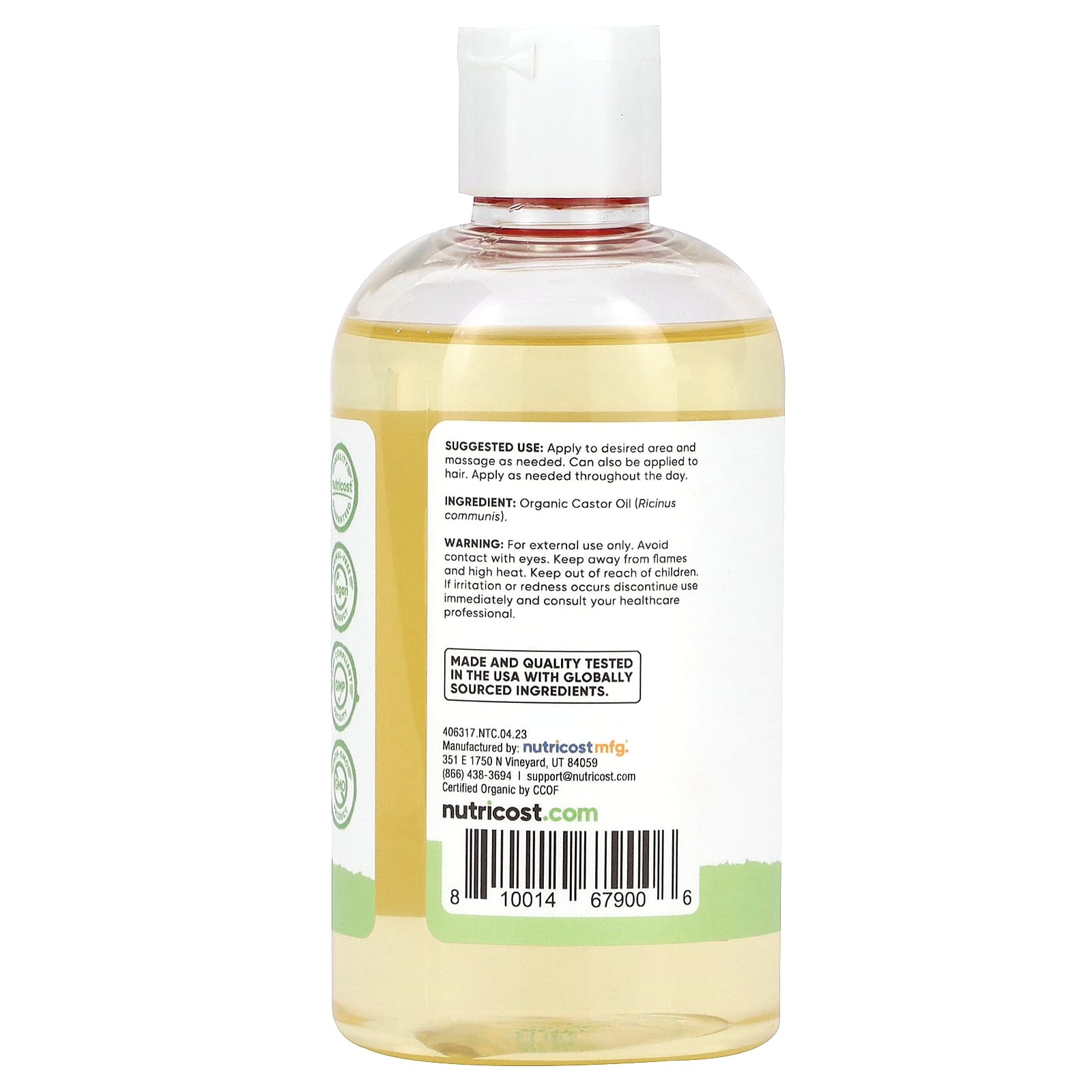 Nutricost, Essentials, Organic Castor Oil, 8 oz (240 ml) - Image 2