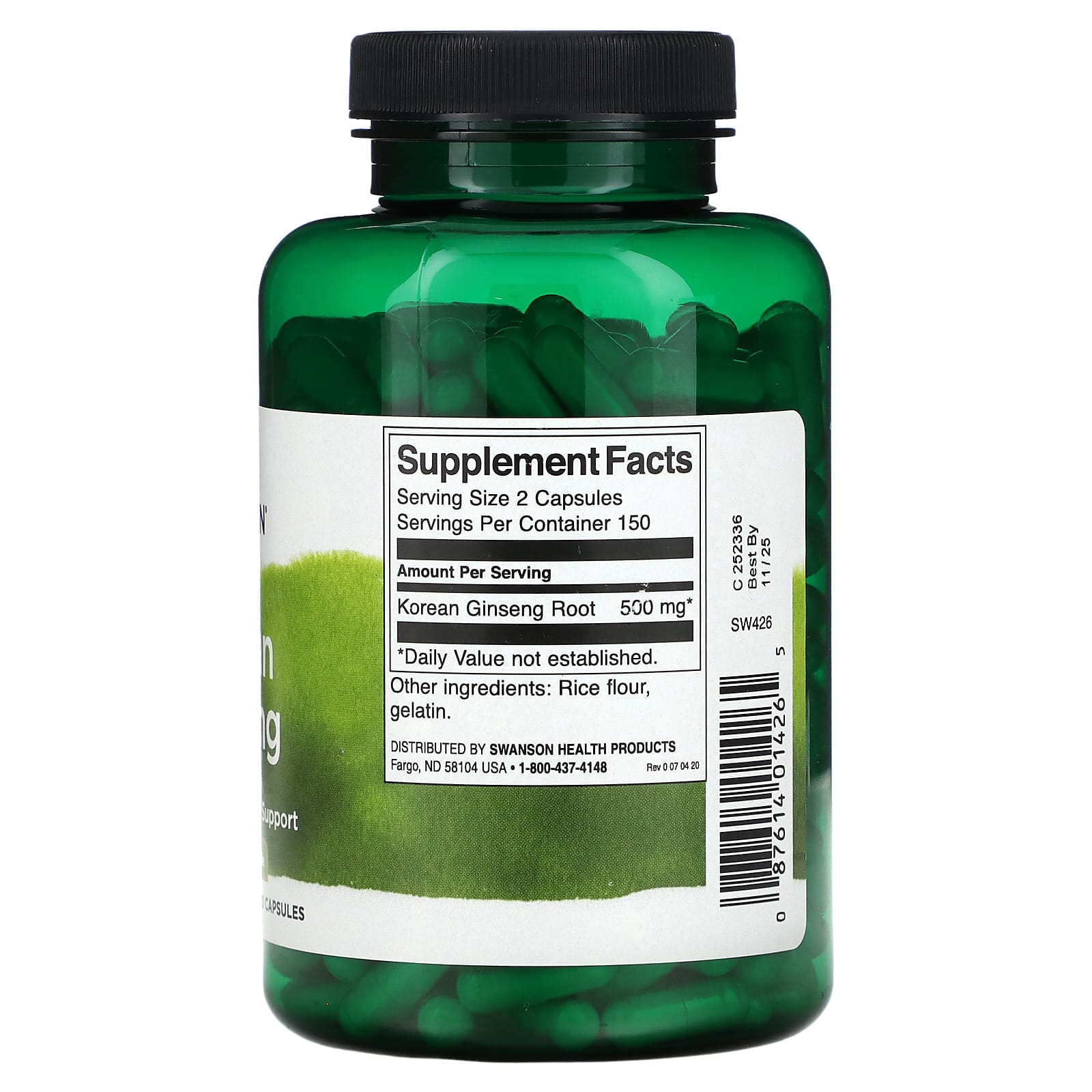 Swanson, Korean Ginseng, 250 mg, 300 Capsules - Image 2