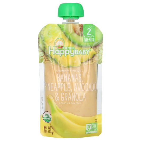 Organic Baby Food, Happy Family, 6 Months+ Bananas & Fruit - Image 1