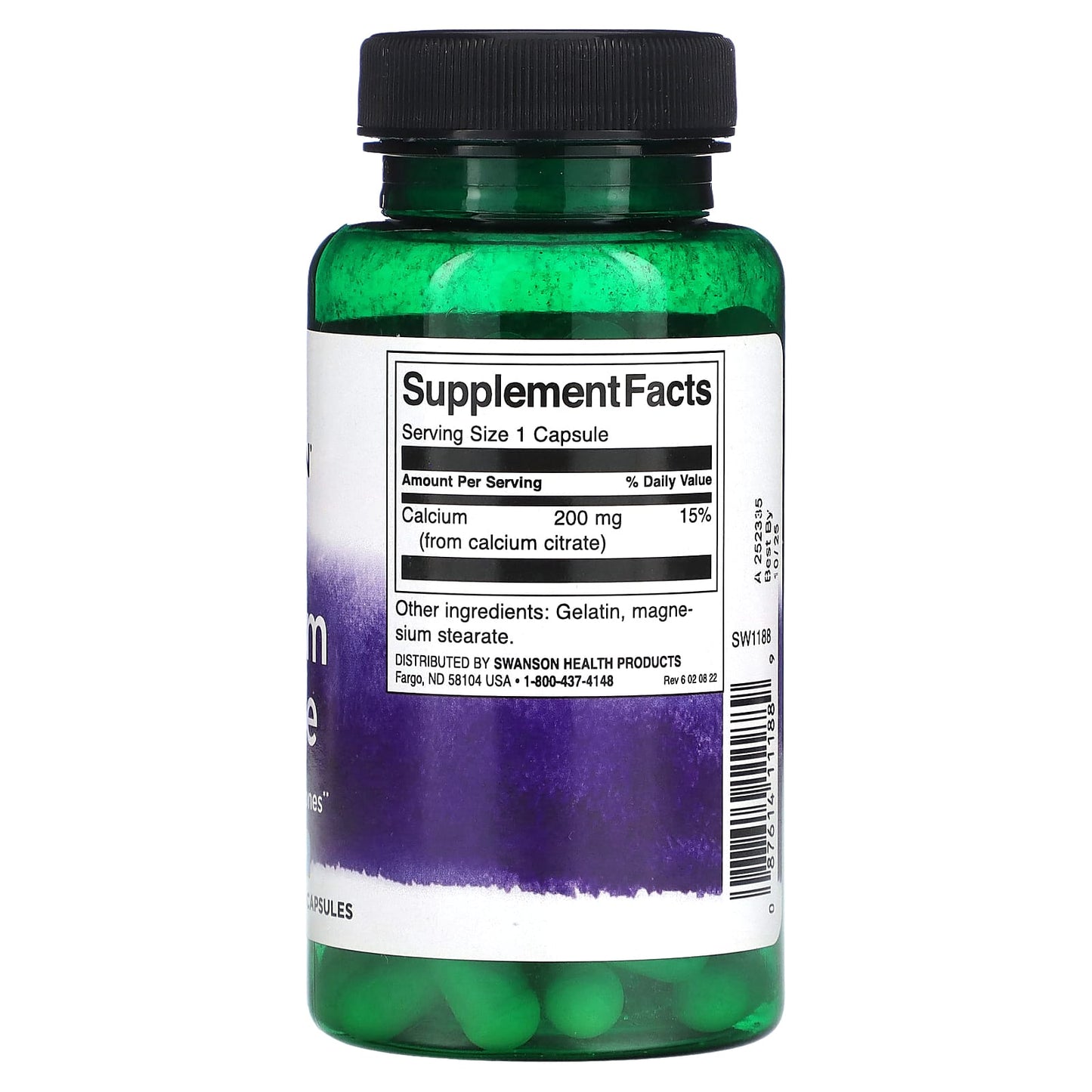 Swanson, Calcium Citrate, 200 mg, 60 Capsules - Image 2