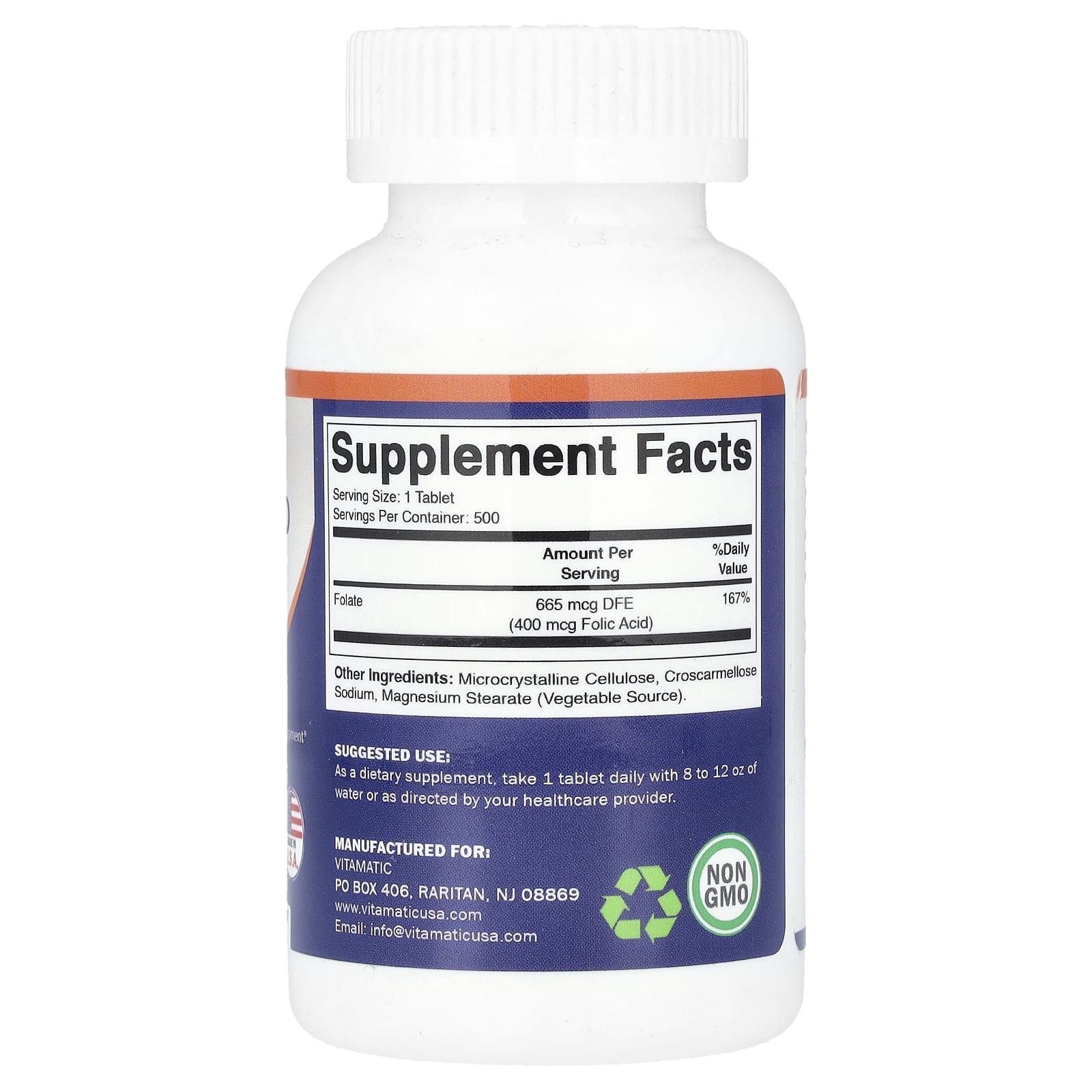 Vitamatic, Folic Acid, 400 mcg, 500 Tablets - Image 2
