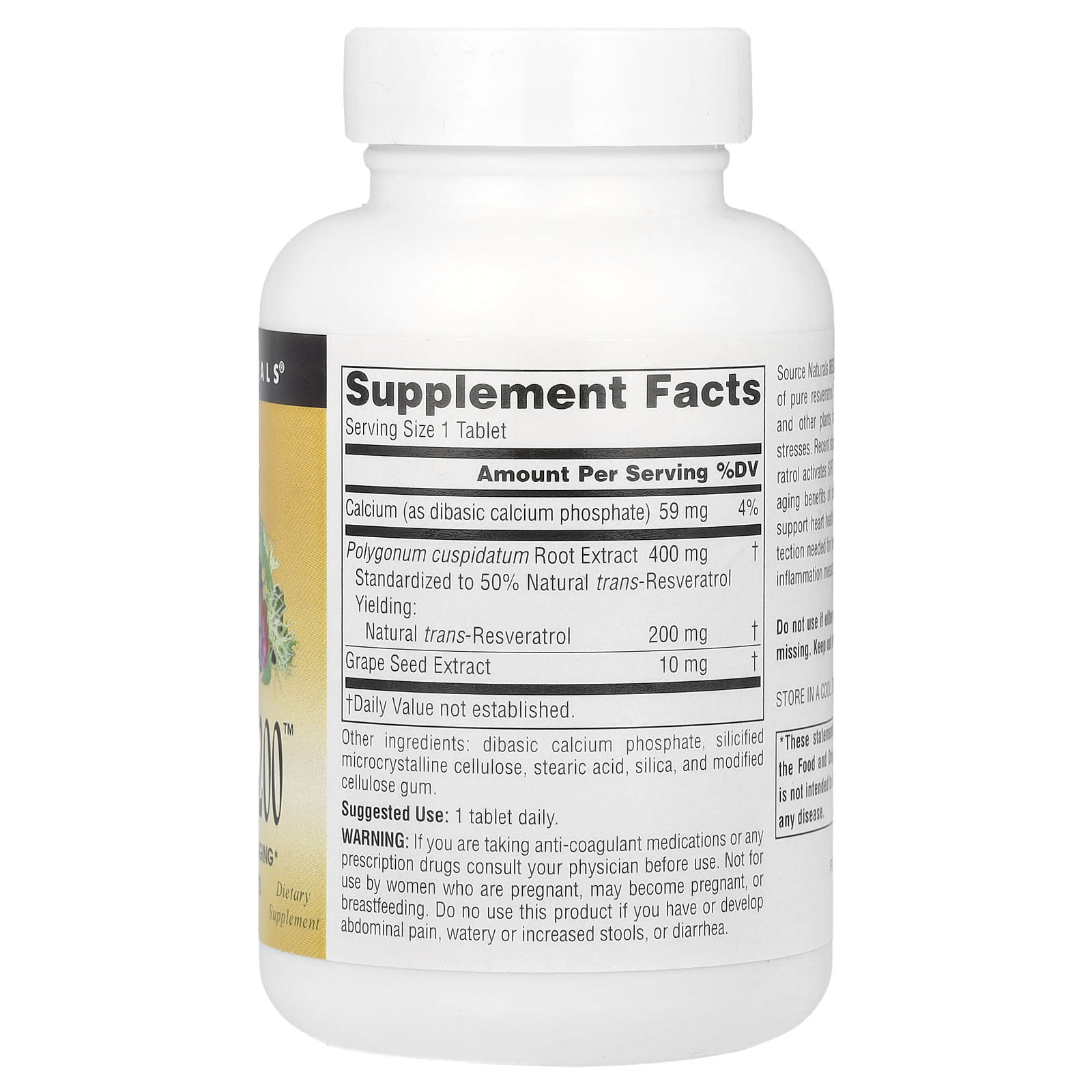 Source Naturals, Resveratrol 200™, 200 mg , 120 Tablets - Image 2