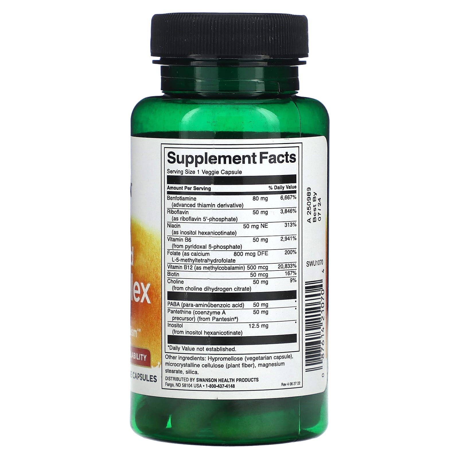 Swanson, Activated B-Complex, High Potency and Bioavailability, 60 Veggie Capsules - Image 2