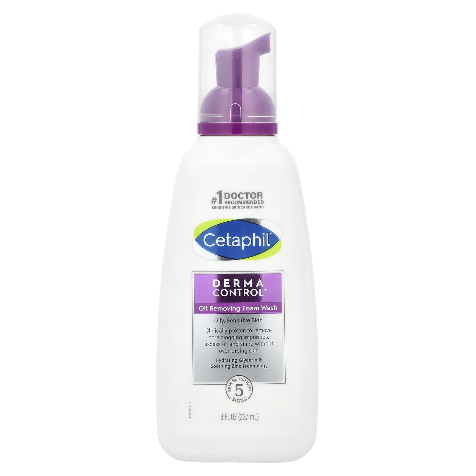 Cetaphil Derma Control Oil-Removing Foam Wash for Sensitive Skin, 8 fl oz - Image 1