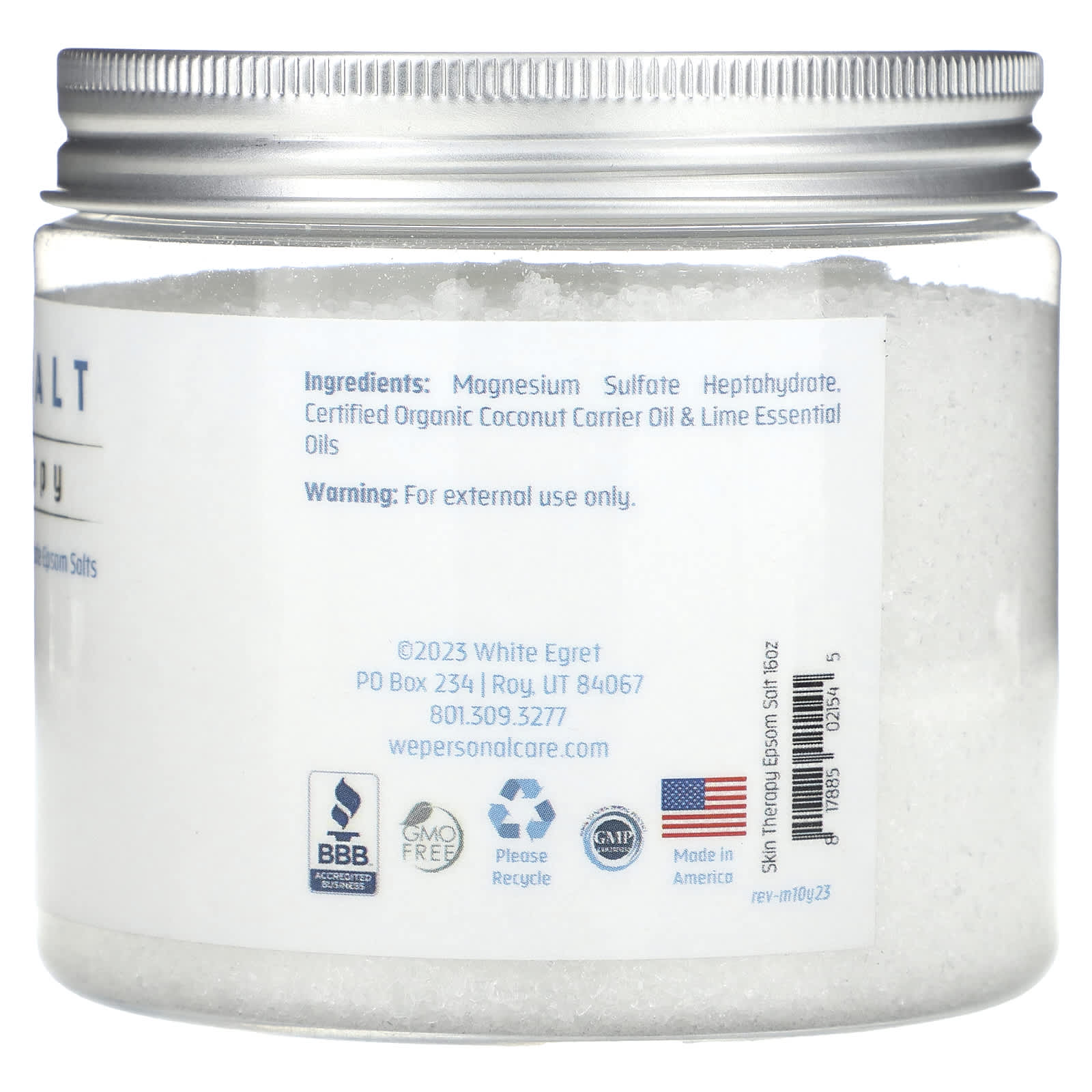 White Egret, Epsom Salt, Skin Therapy, Coconut & Lime, 16 oz (454 g) - Image 2