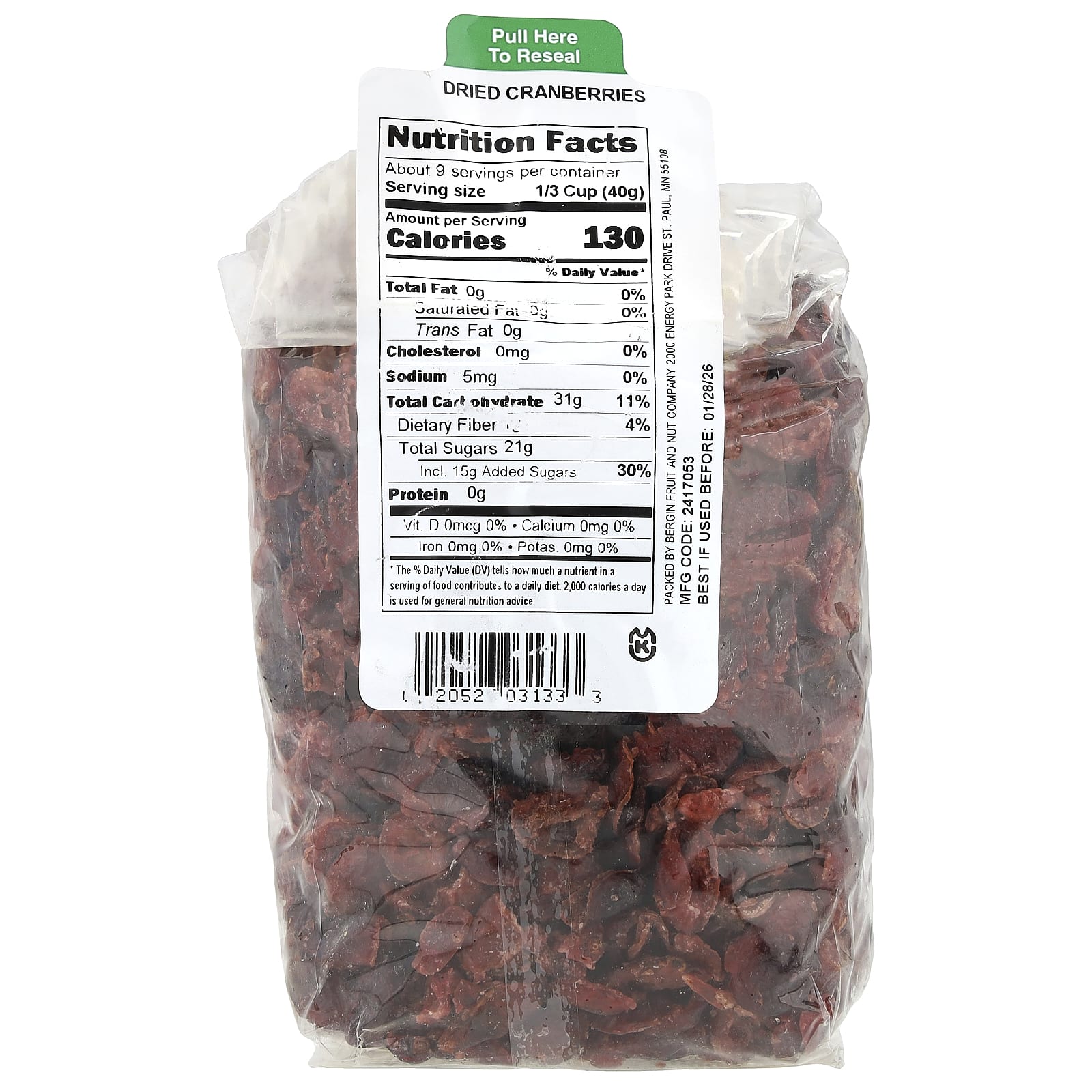 Bergin Dried Cranberries, Kosher, 12 oz (340g) for Healthy Snacking - Image 2