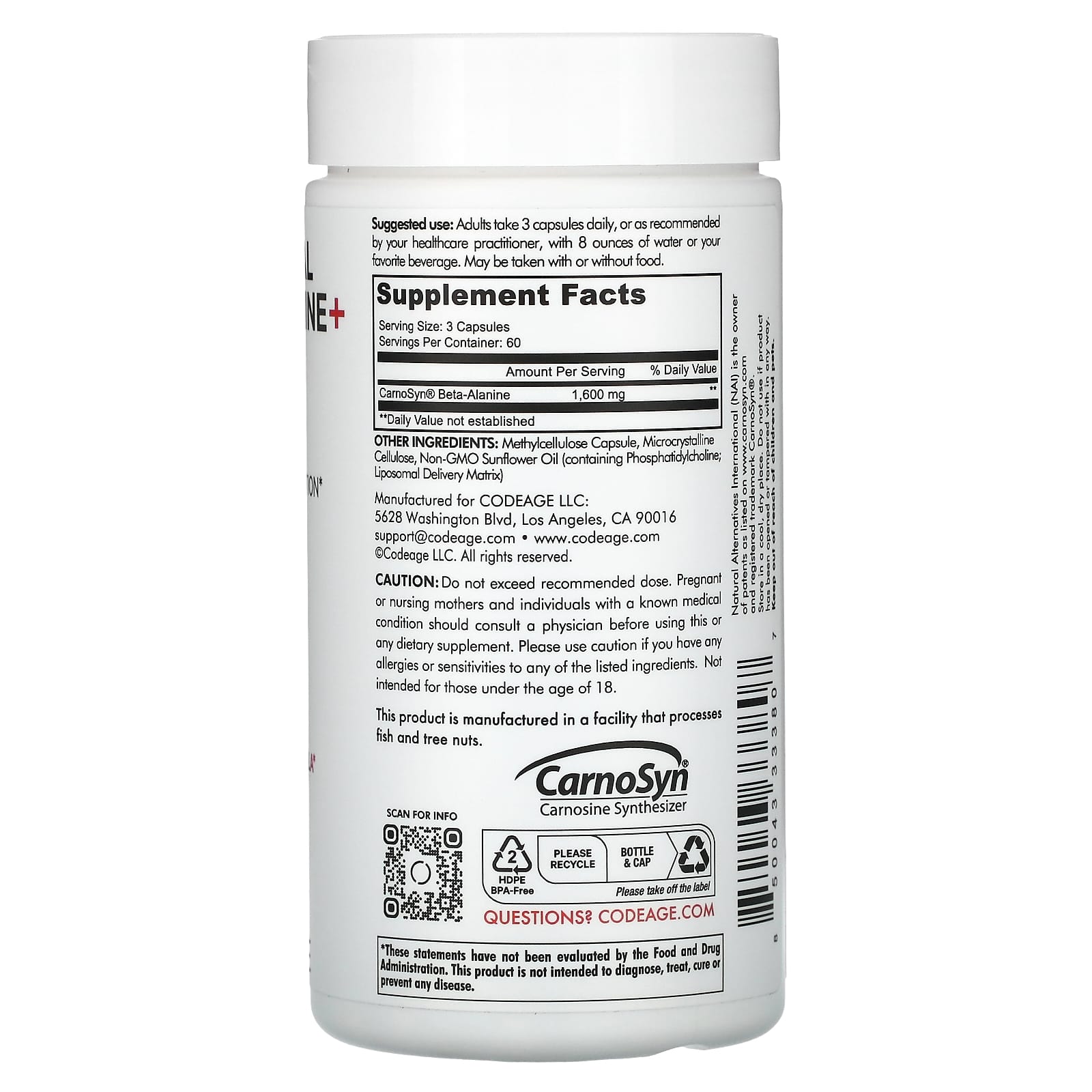 Codeage Liposomal Beta-Alanine+ for Enhanced Endurance & Performance - Image 2