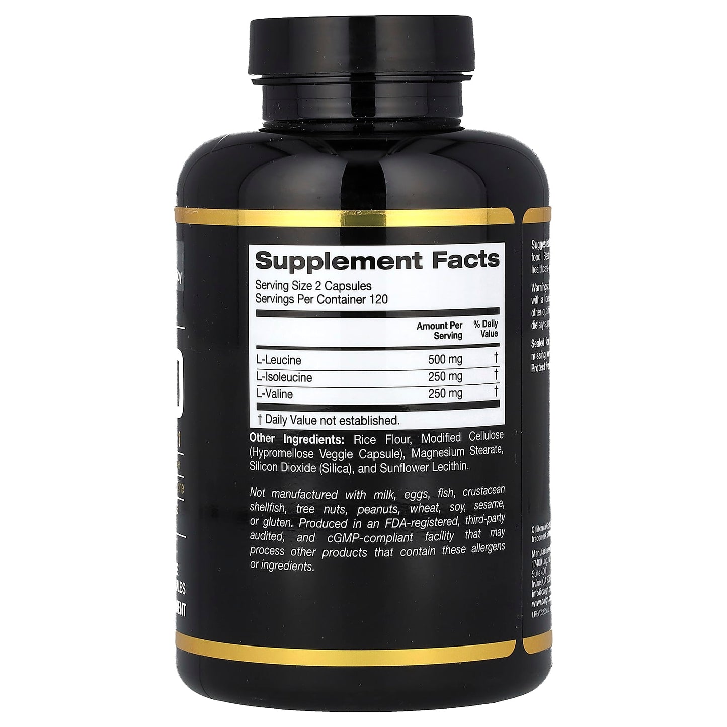 California Gold Nutrition Sport Micronized BCAA 240 Veggie Capsules - Image 2