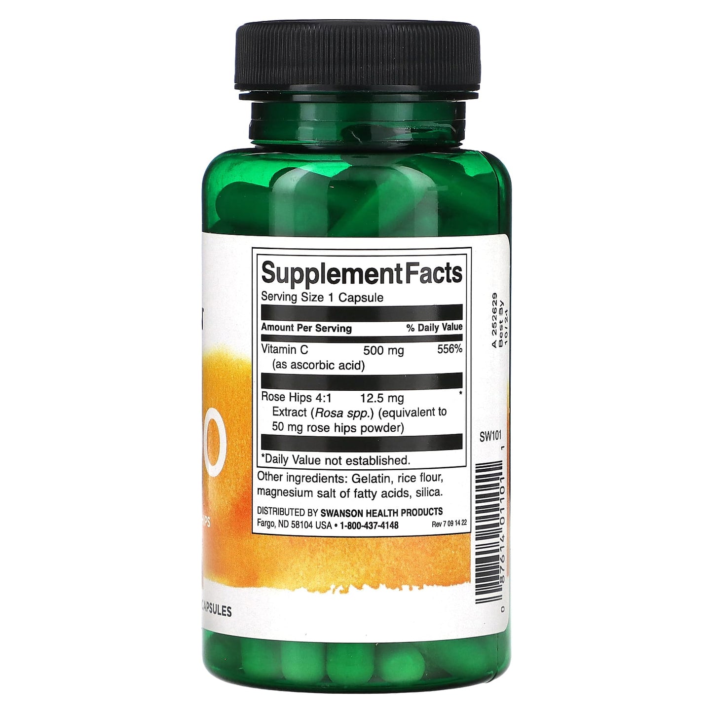 Swanson, C-500, Vitamin C With Rose Hips, 100 Capsules - Image 2