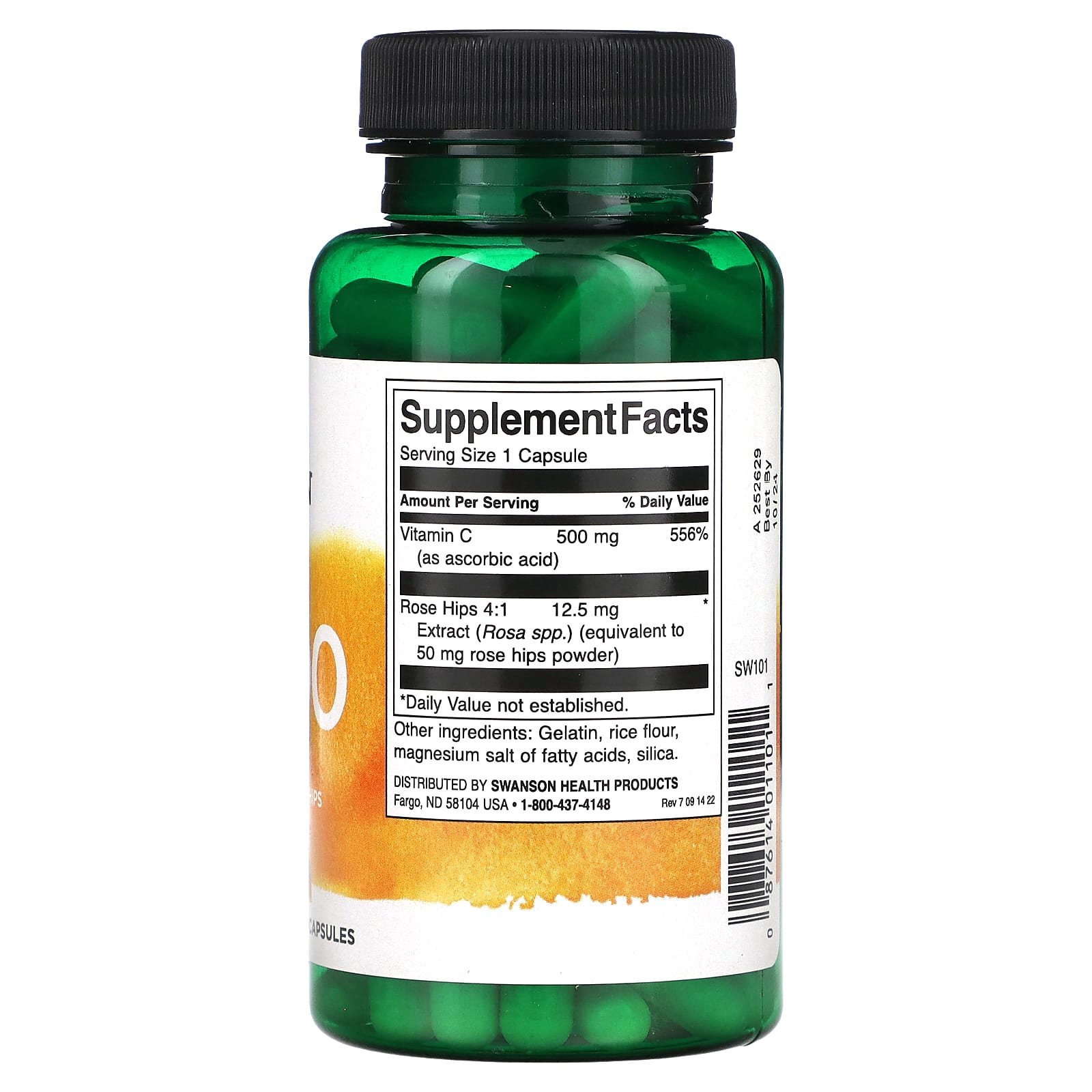 Swanson, C-500, Vitamin C With Rose Hips, 100 Capsules - Image 2