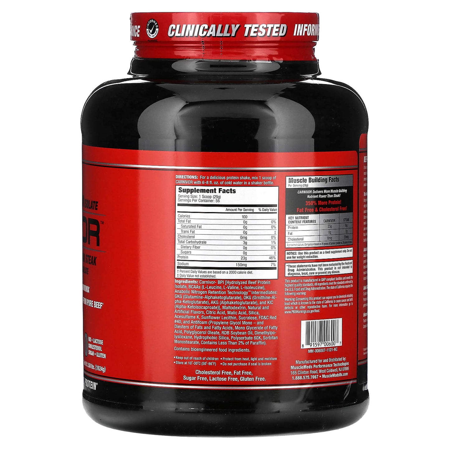 MuscleMeds, Carnivor, Bioengineered Beef Protein Isolate, Rocket Pop, 3.58 lbs (1,624 g) - Image 2