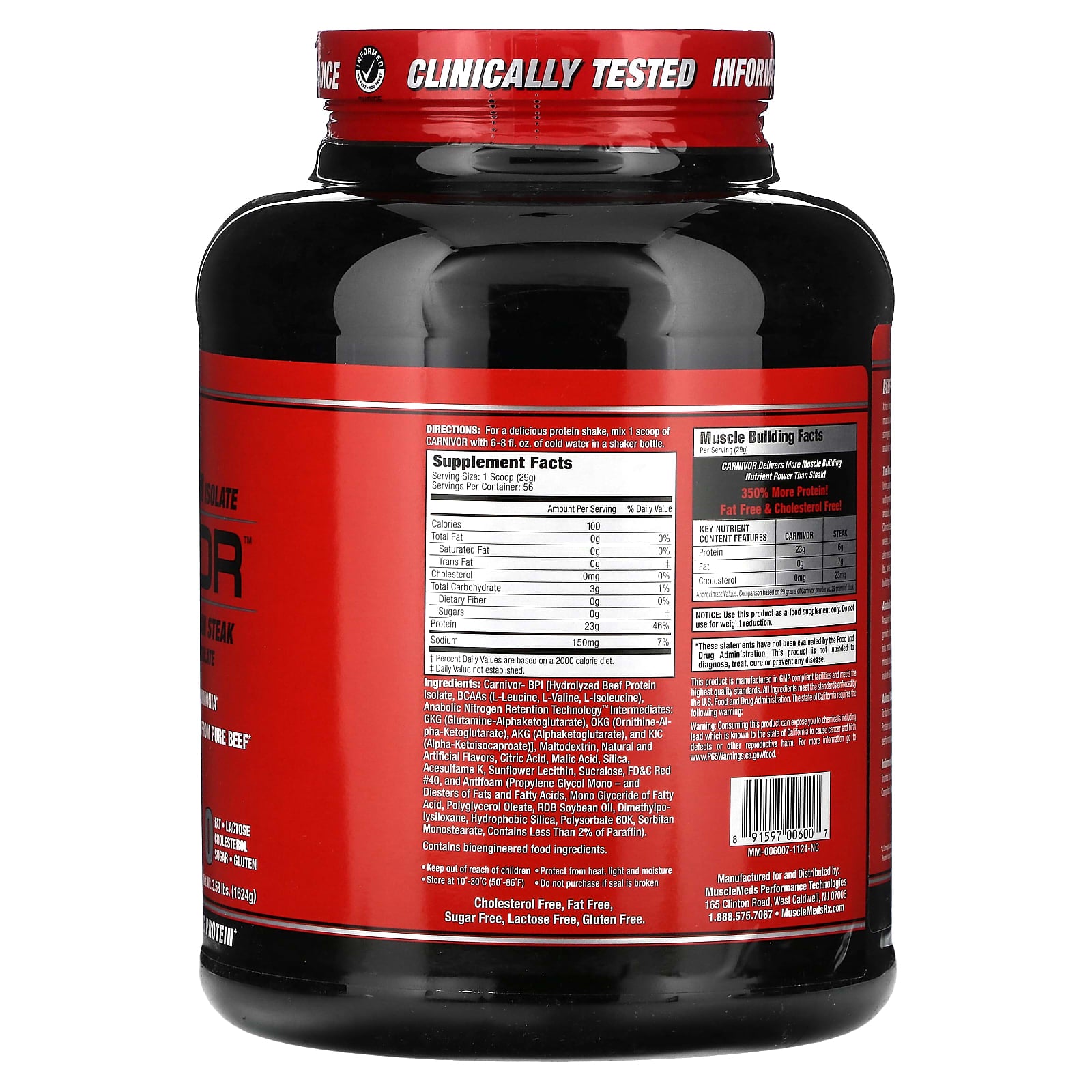 MuscleMeds, Carnivor, Bioengineered Beef Protein Isolate, Rocket Pop, 3.58 lbs (1,624 g) - Image 2