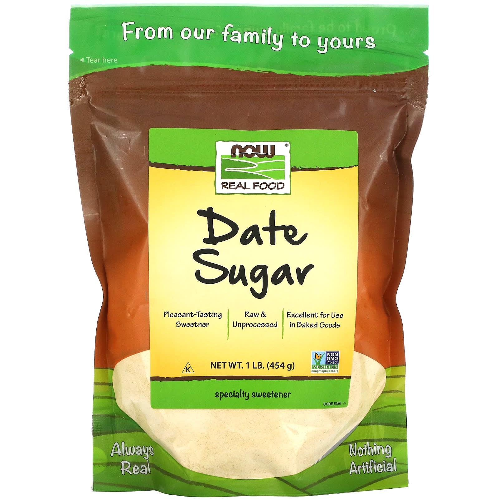 NOW Foods, Real Food, Date Sugar, 1 lb (454 g) - Image 1
