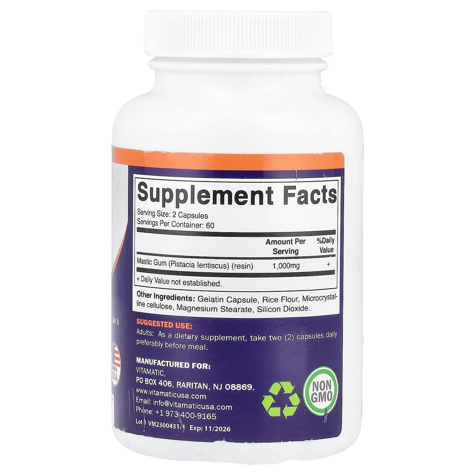 Vitamatic, Mastic Gum, 120 Capsules (500 mg per Capsule) - Image 2