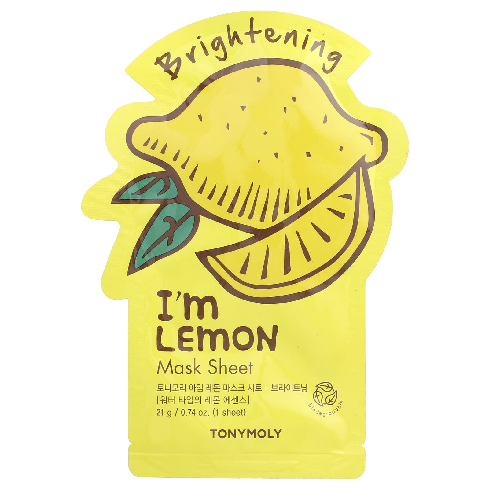 TonyMoly, I'm Lemon, Brightening Beauty Mask Sheet, 1 Sheet, 0.74 oz (21 g) - Image 1