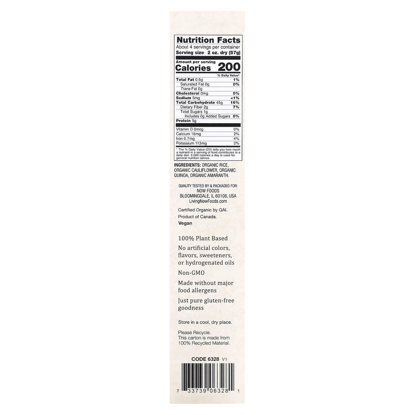 NOW Foods, Organic Multigrain and Cauliflower Elbows, Gluten Free, 8 oz (227 g) - Image 2