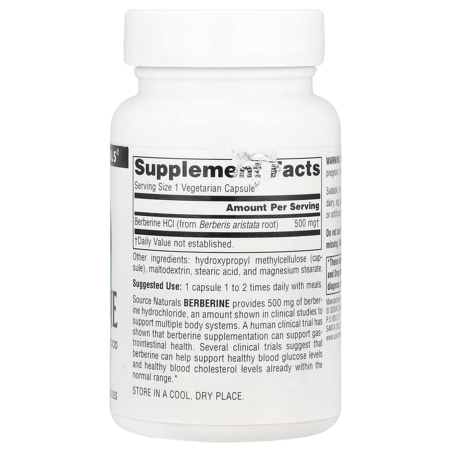 Source Naturals, Berberine, 500 mg , 30 Vegetarian Capsules - Image 2