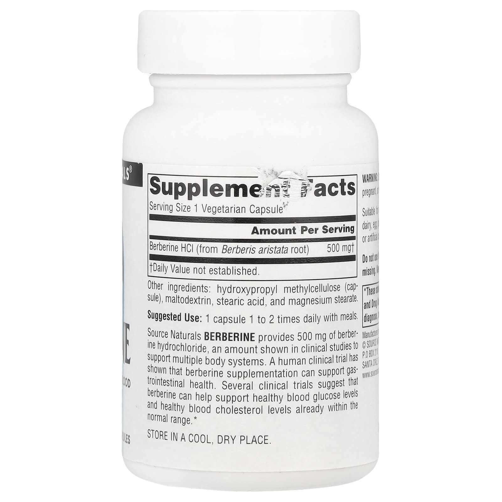 Source Naturals, Berberine, 500 mg , 30 Vegetarian Capsules - Image 2