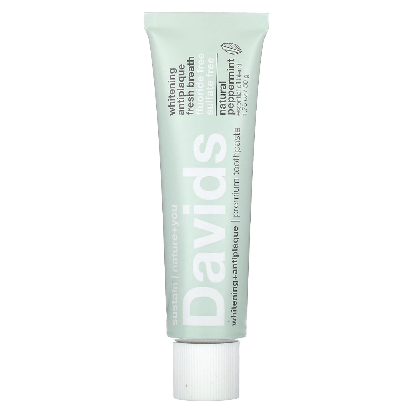 Natural Peppermint Toothpaste Whitening + Antiplaque, 1.75 oz (50g) - Vegan Cruelty Free - Image 1