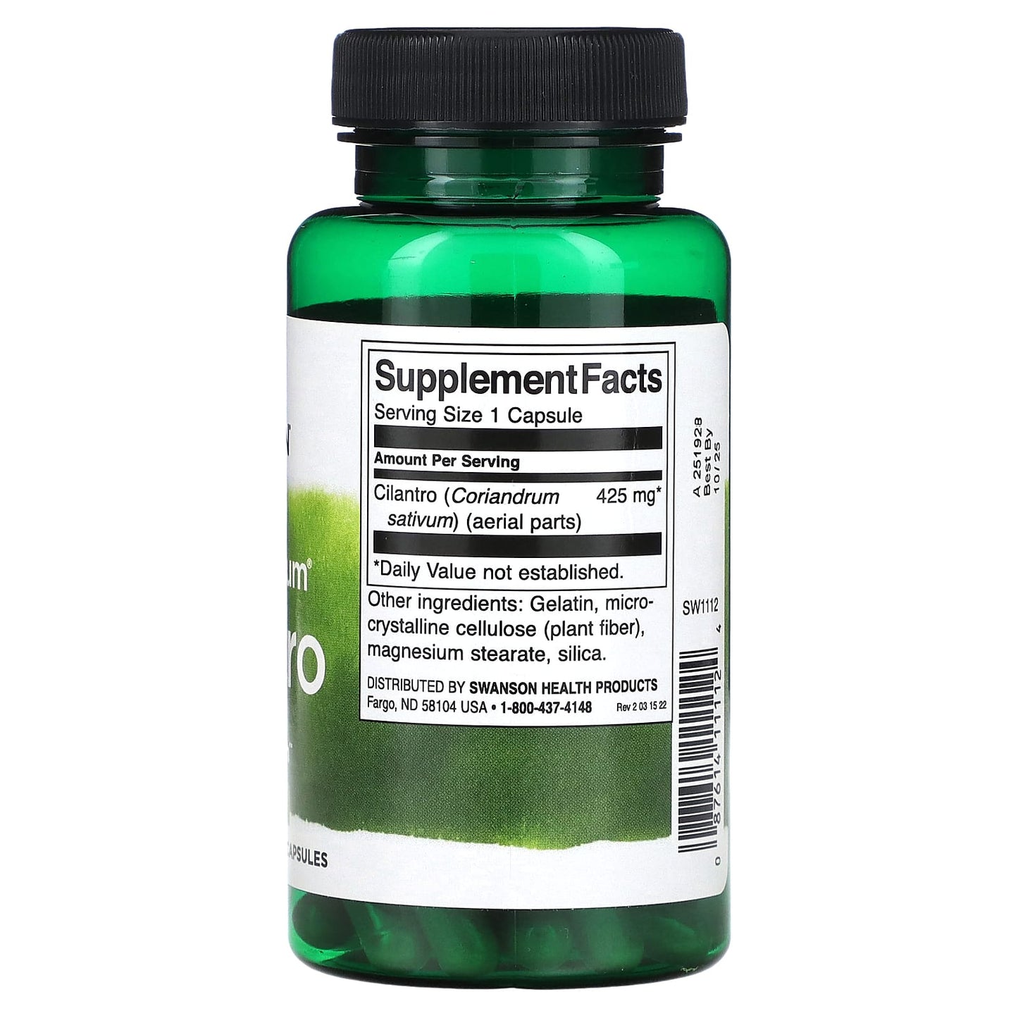 Swanson, Full Spectrum Cilantro, 425 mg, 60 Capsules - Image 2