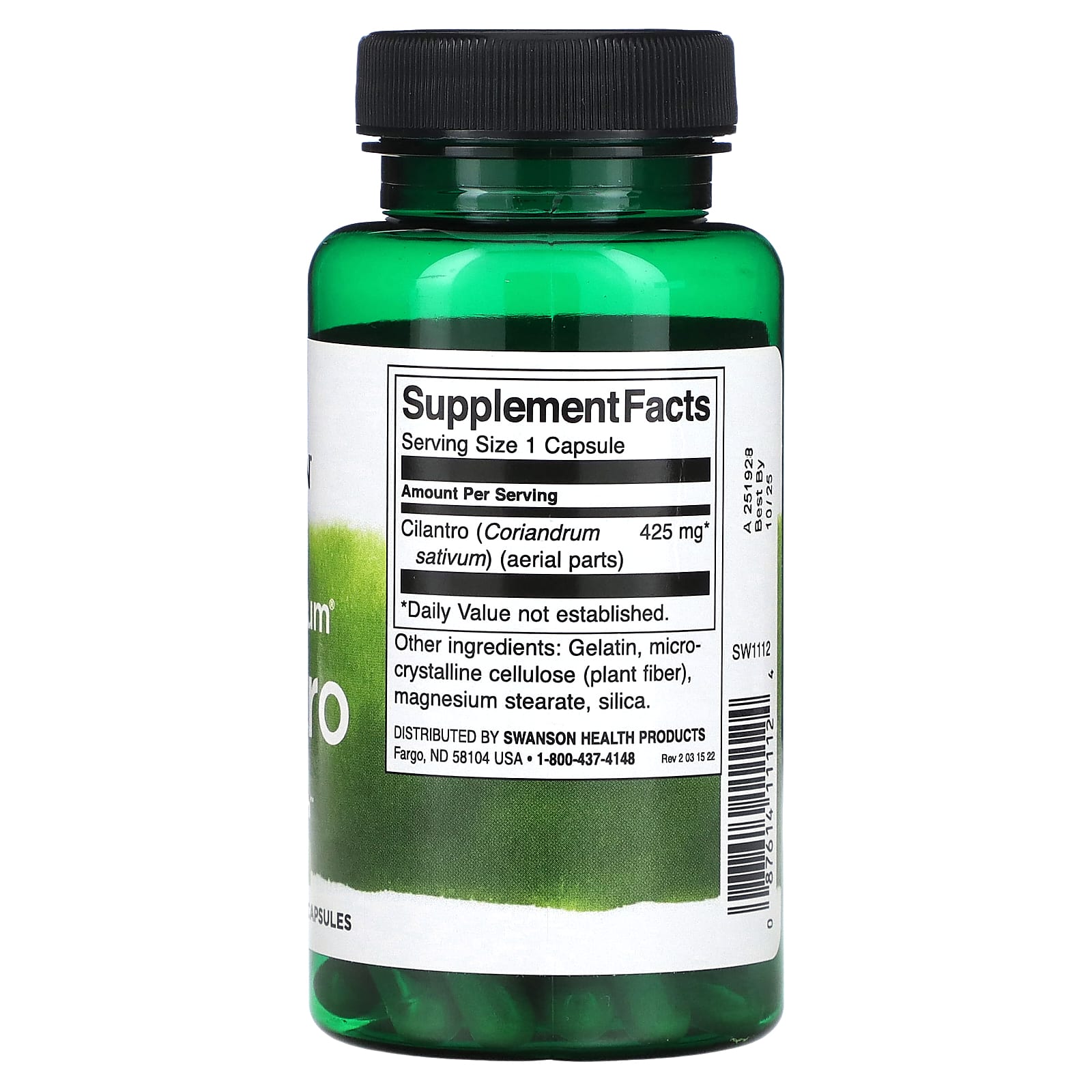 Swanson, Full Spectrum Cilantro, 425 mg, 60 Capsules - Image 2