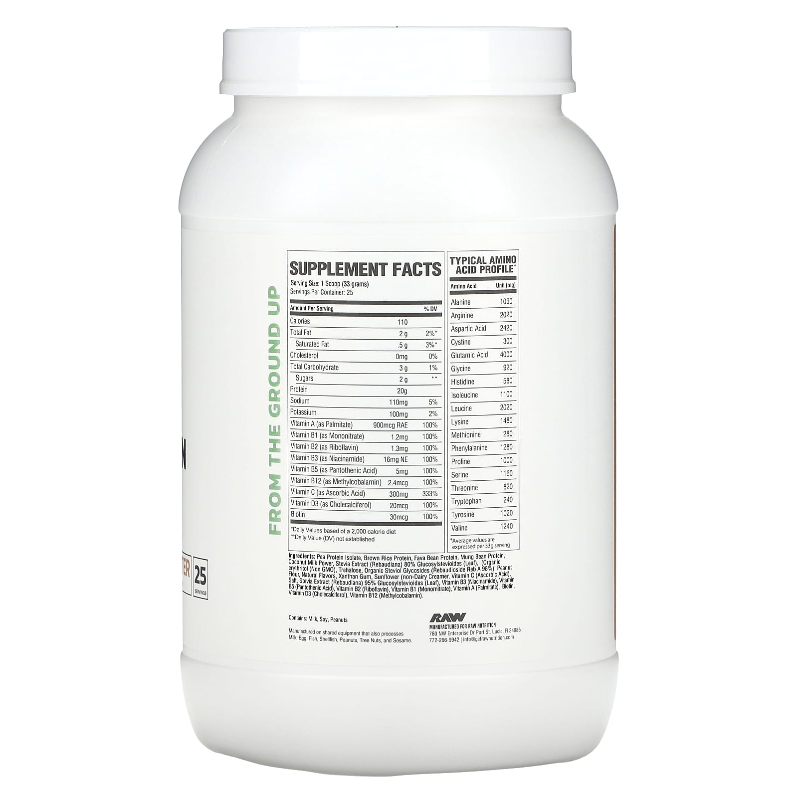 Raw Nutrition, Vegan Protein, Peanut Butter, 1.81 lbs (825 g) - Image 2