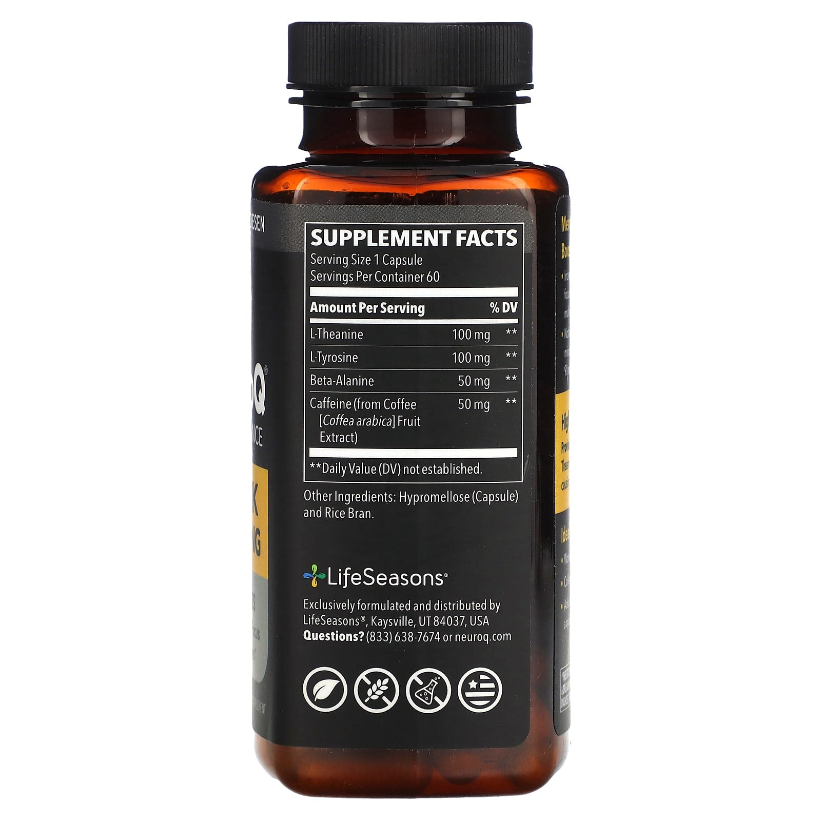 LifeSeasons, NeuroQ Performance, Quick Thinking, 60 Veg Capsules - Image 2