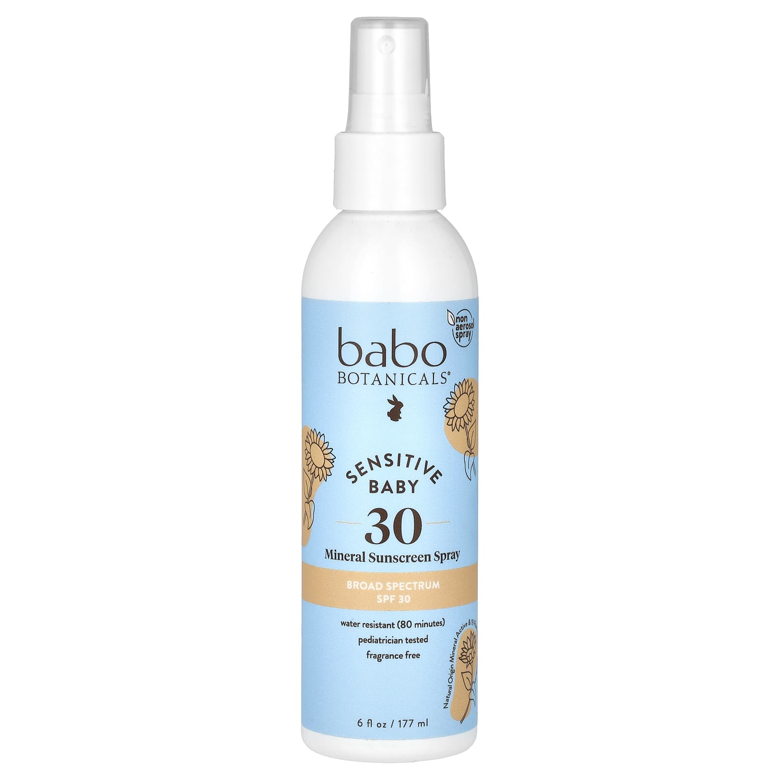 Babo Botanicals Fragrance Free SPF 30 Mineral Sunscreen Spray for Sensitive Skin - Image 1