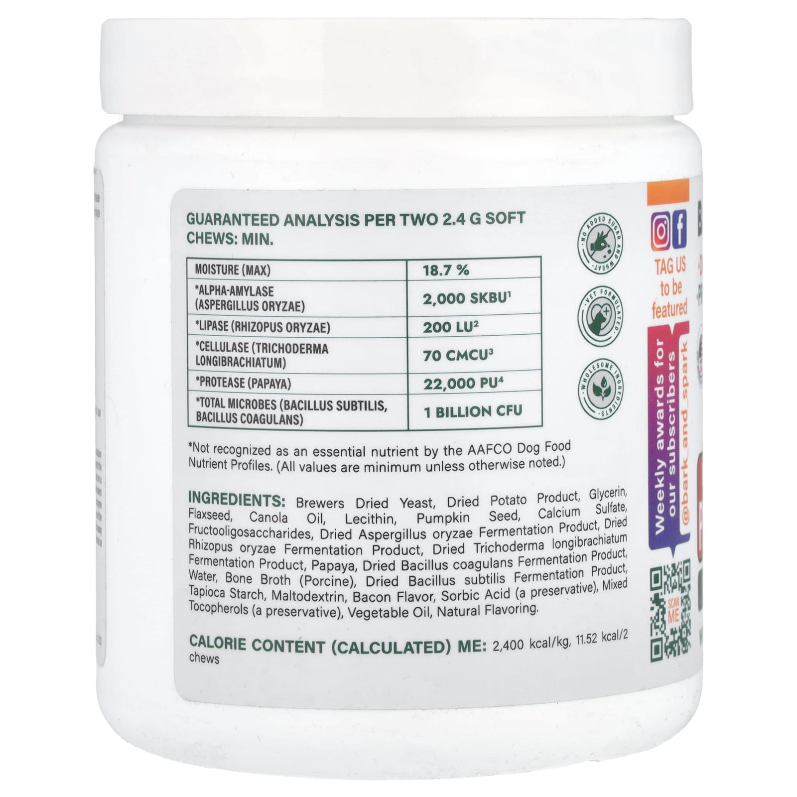 Bark&Spark Vet Strength Probiotics for Dogs - 120 Soft Chews - Image 2