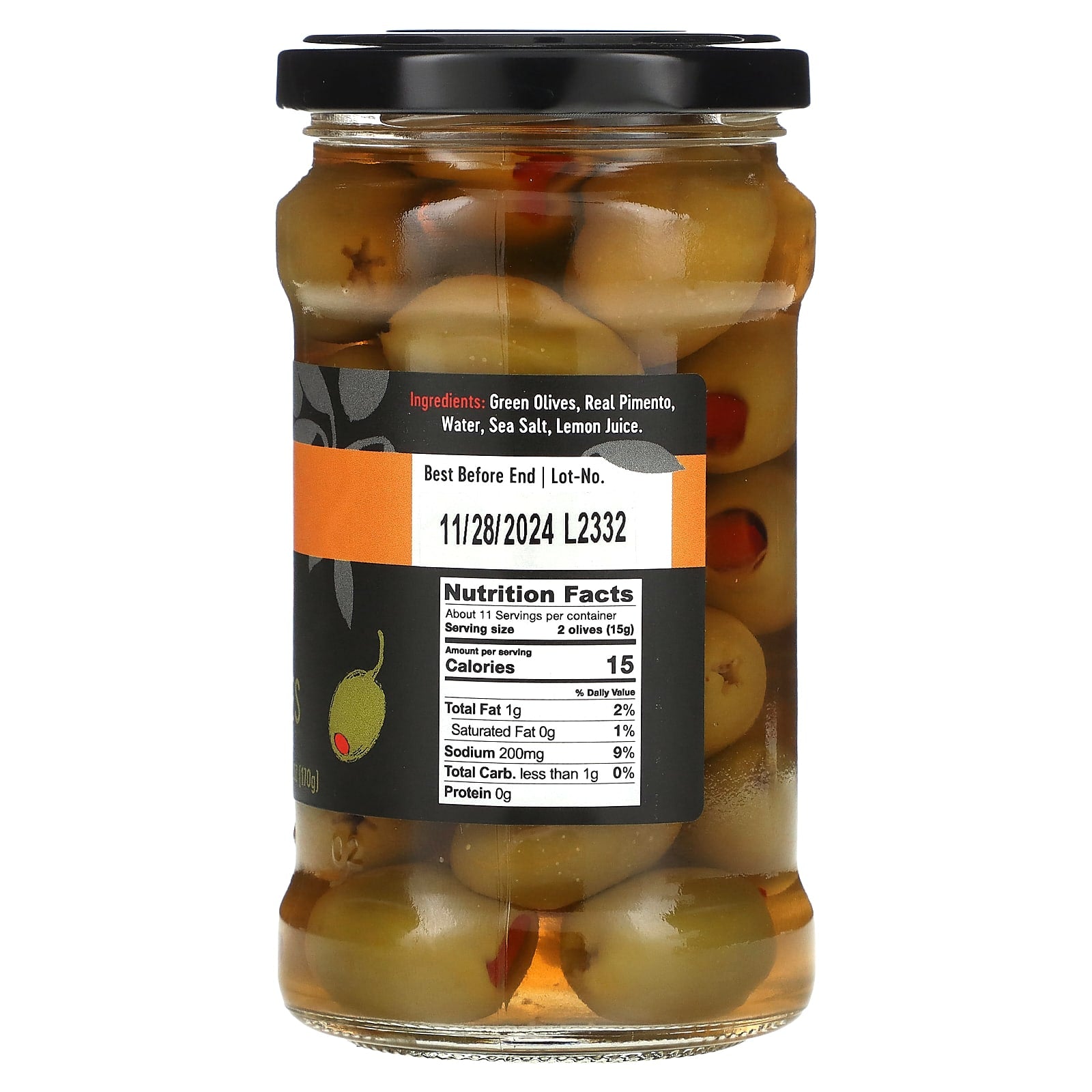 Gaea Greek Pimento Stuffed Green Olives, 10.4 oz - Image 2