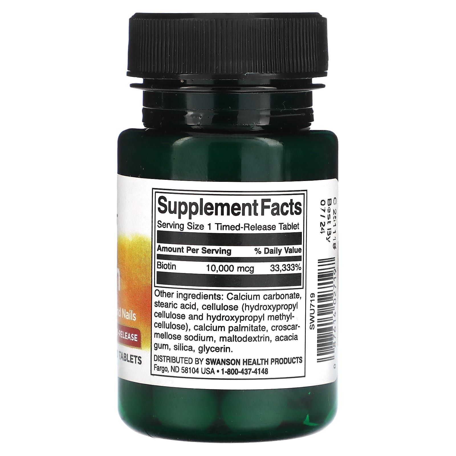Swanson, Biotin, Time-Release, 10,000 mcg, 60 Tablets - Image 2