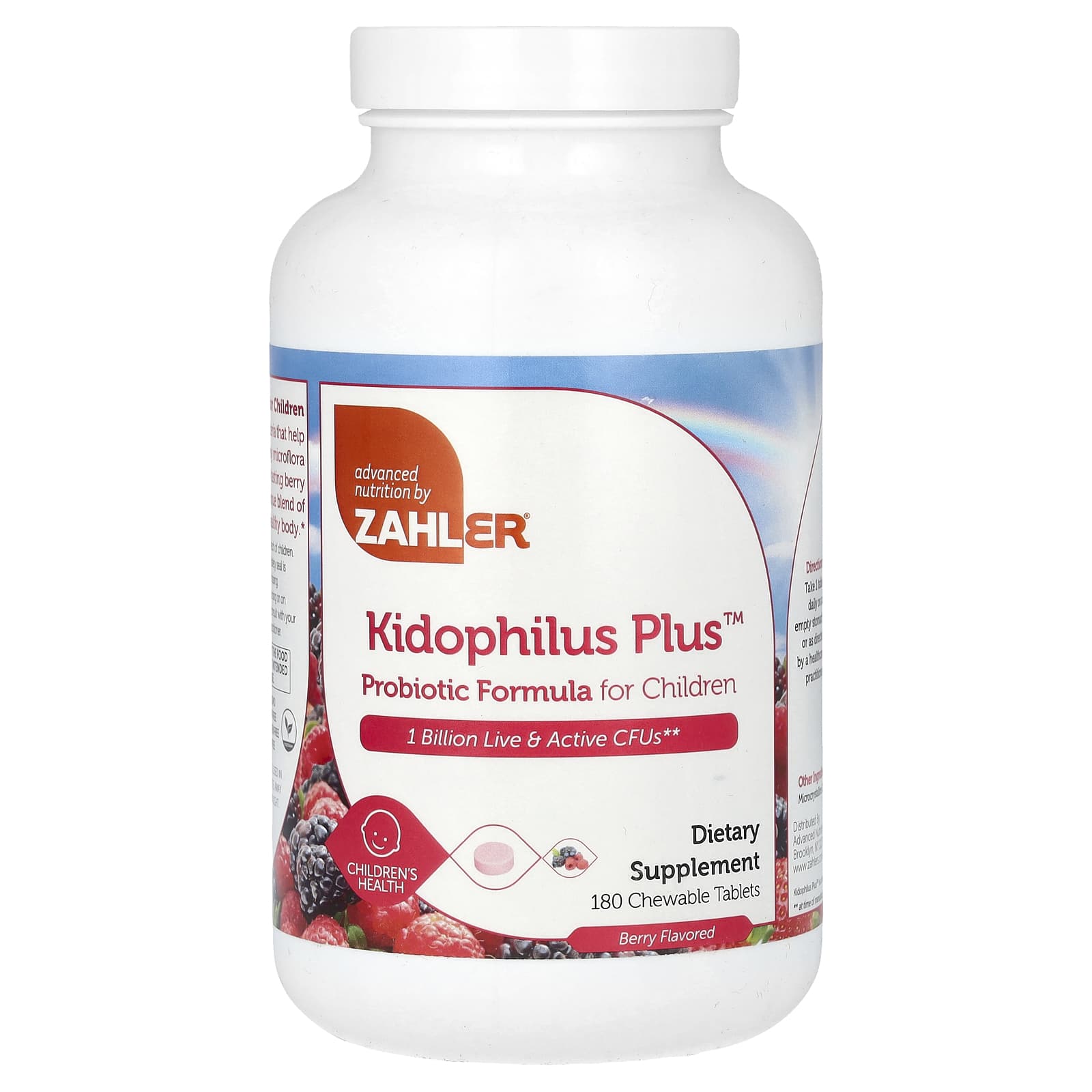 Zahler, Kidophilus Plus, Probiotic Formula For Children, Berry, 1 Billion CFUs, 180 Chewable Tablets - Image 1
