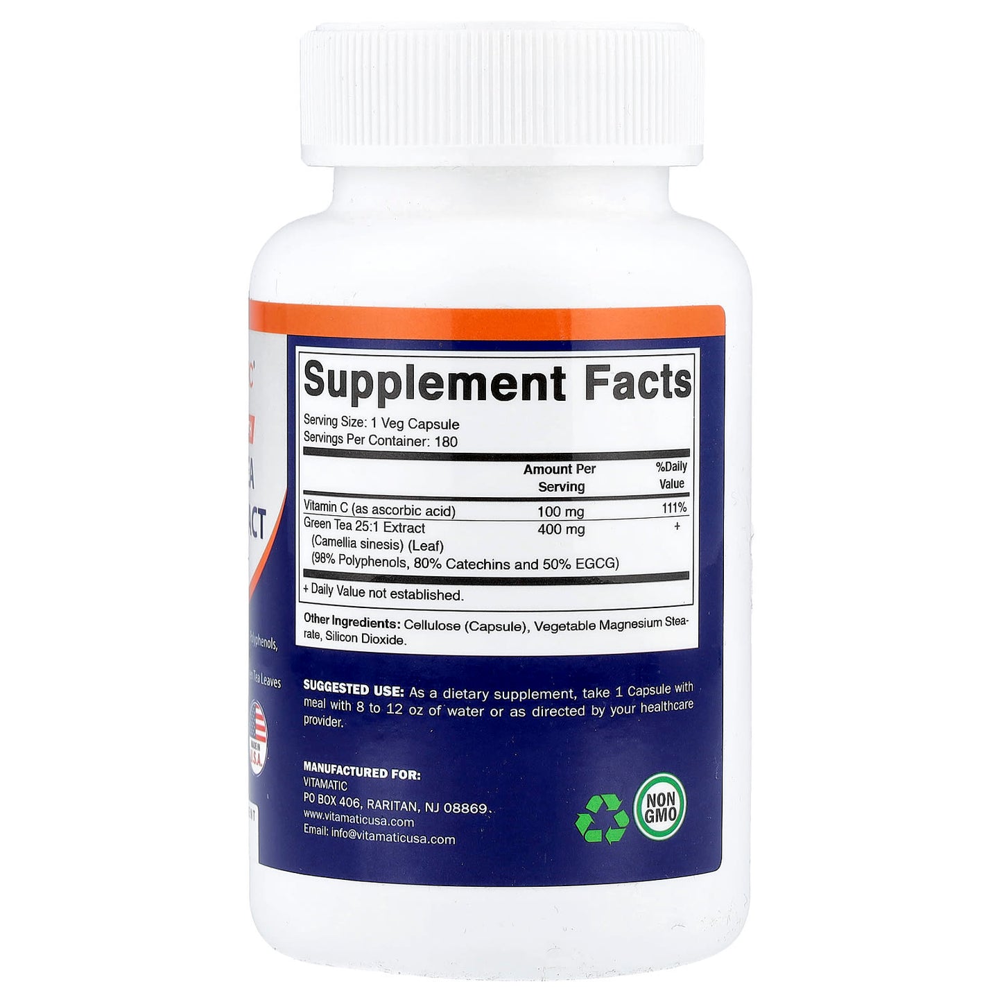 Vitamatic, Green Tea, 25:1 Extract, 180 Vegetable Capsules - Image 2