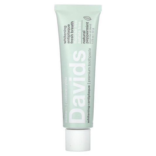 Natural Peppermint Toothpaste Whitening + Antiplaque, 1.75 oz (50g) - Vegan Cruelty Free - Image 1