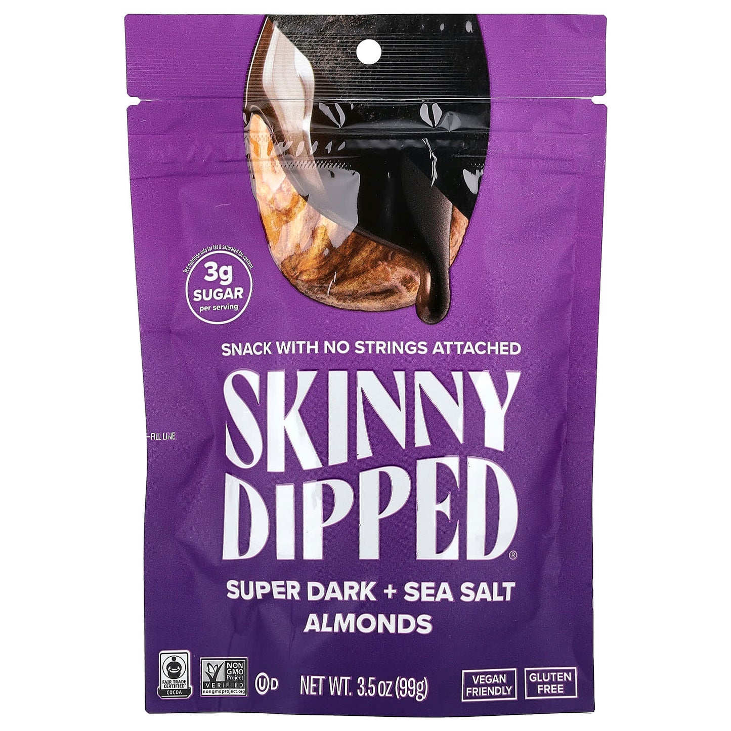 SkinnyDipped, Super Dark + Sea Salt Almonds, 3.5 oz (99 g) - Image 1
