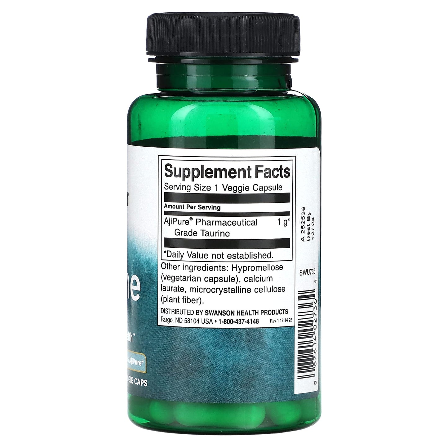 Swanson, Taurine , 1,000 mg , 60 Veggie Caps - Image 2