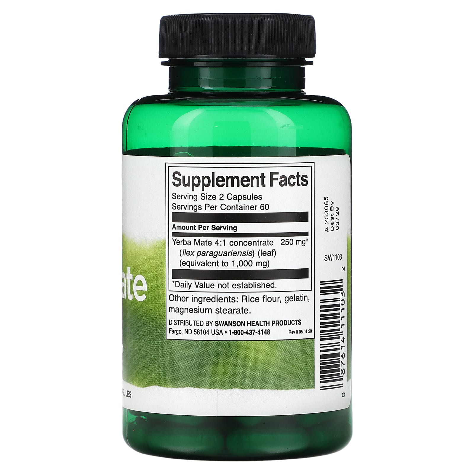 Swanson, Yerba Mate, 125 mg, 120 Capsules - Image 2