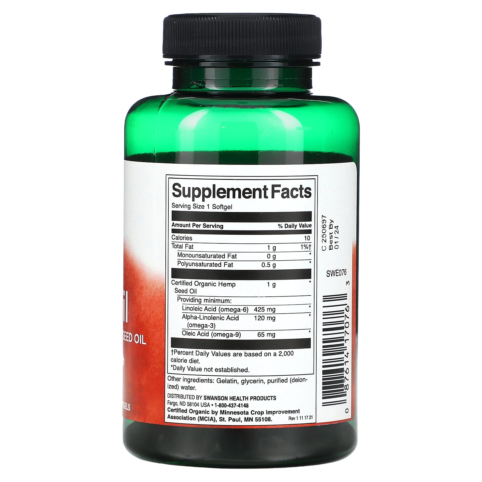 Swanson, Hemp Seed Oil, 1,000 mg, 60 Softgels - Image 2