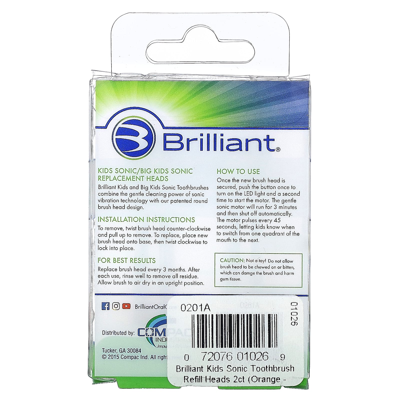 Baby Buddy Brilliant Refill Heads for Kids Sonic Toothbrushes, 5+ Years, Orange - Image 2