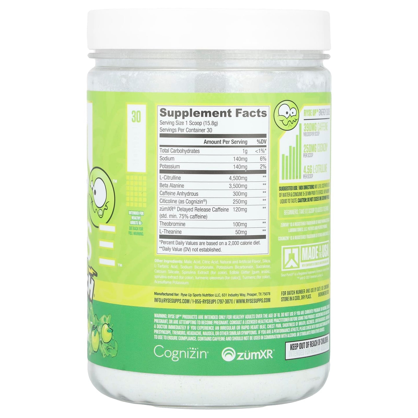 RYSE, Loaded Pre, Sour Punch® Sour Green Apple, 16.7 oz (474 g) - Image 2
