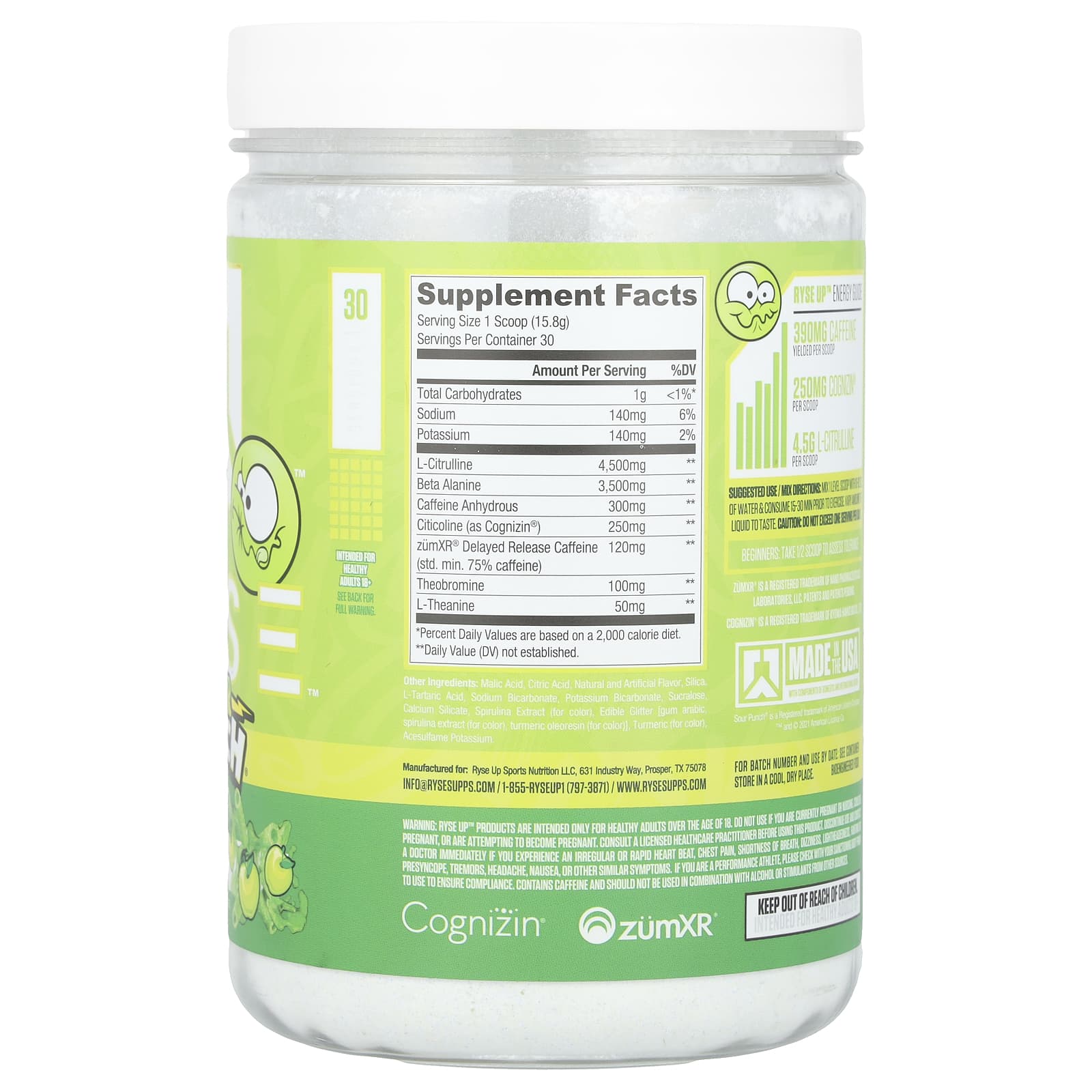 RYSE, Loaded Pre, Sour Punch® Sour Green Apple, 16.7 oz (474 g) - Image 2