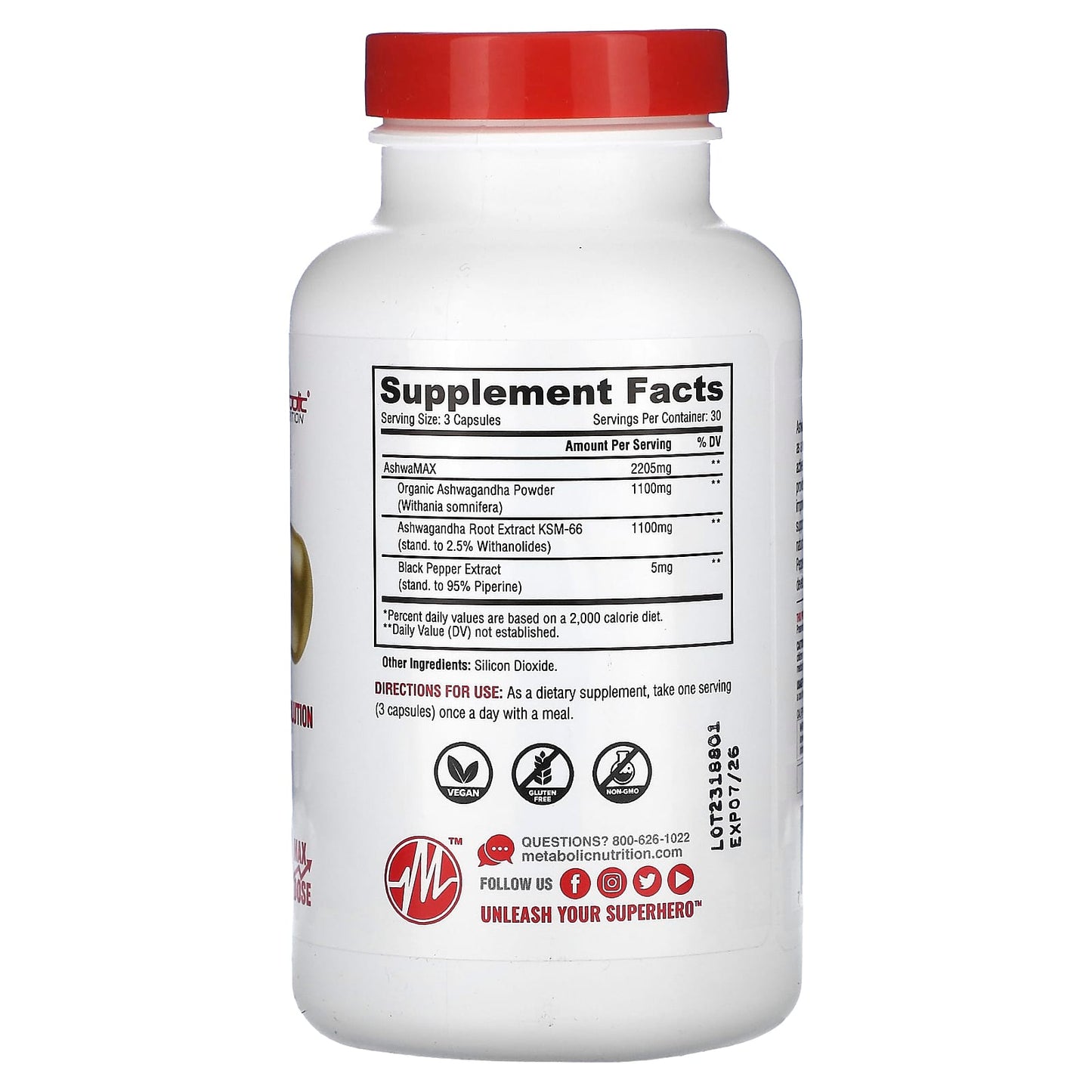 Metabolic Nutrition, Ashwagandha, 90 Capsules - Image 2