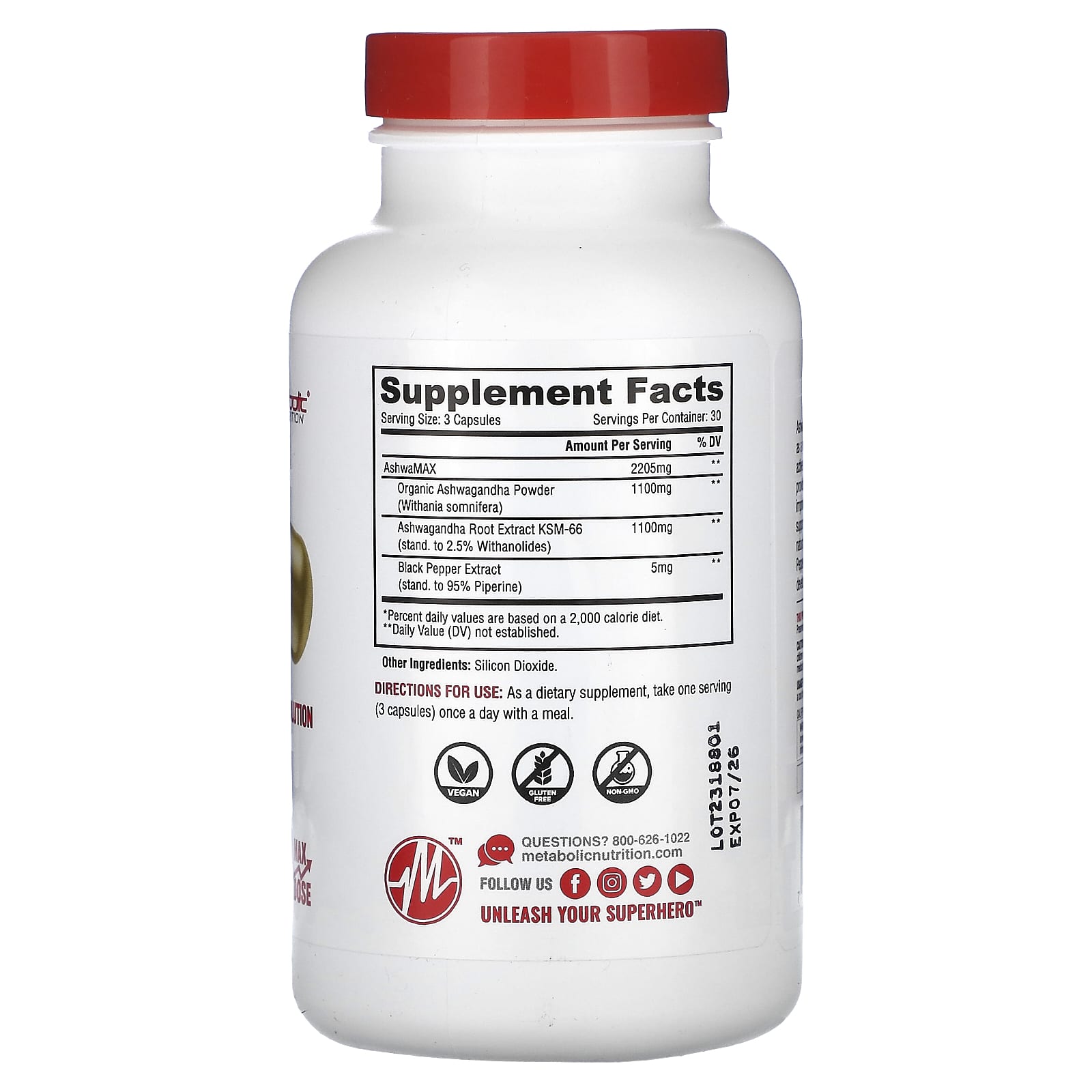 Metabolic Nutrition, Ashwagandha, 90 Capsules - Image 2