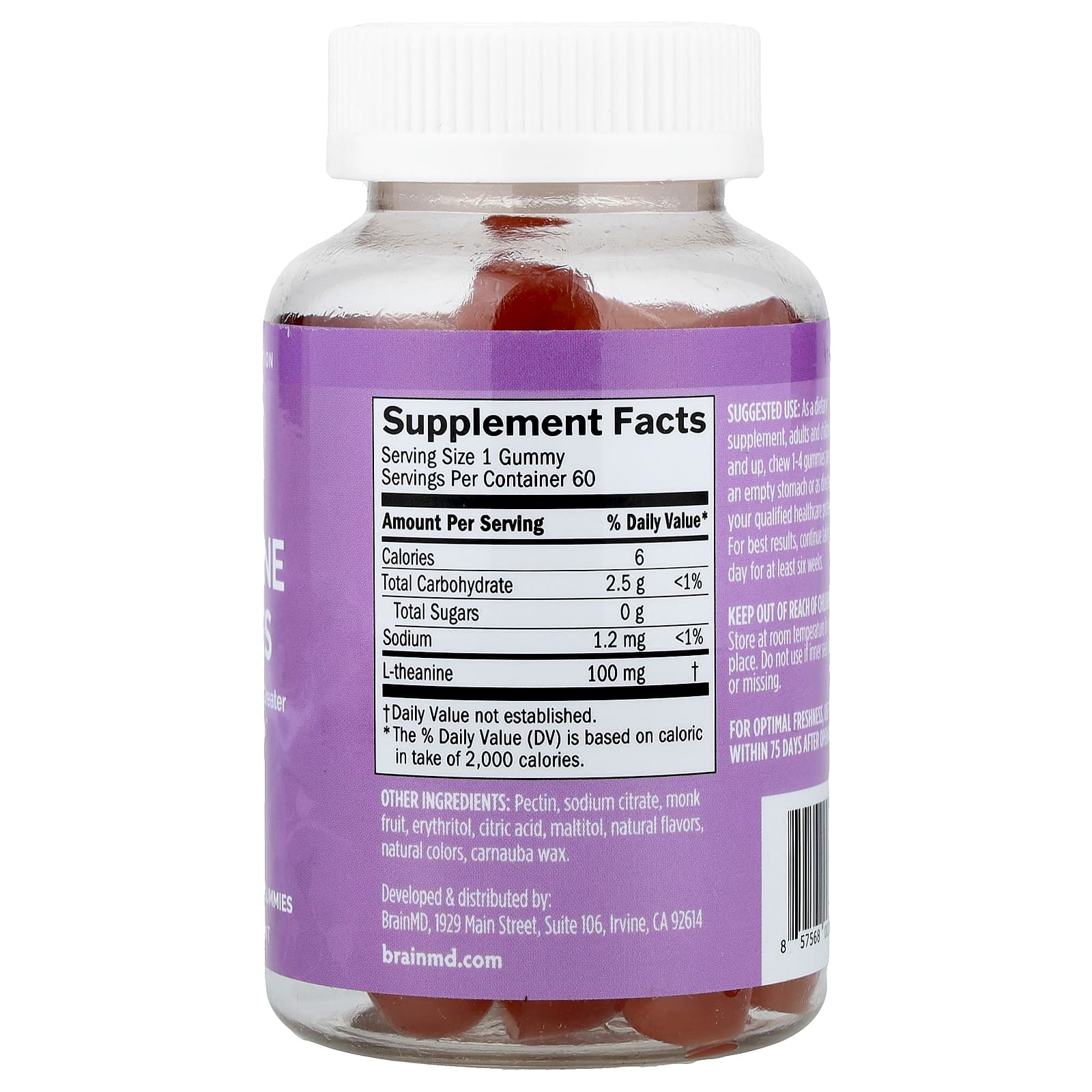 BrainMD L-theanine Gummies - Calm, Clarity & Focus - Image 2