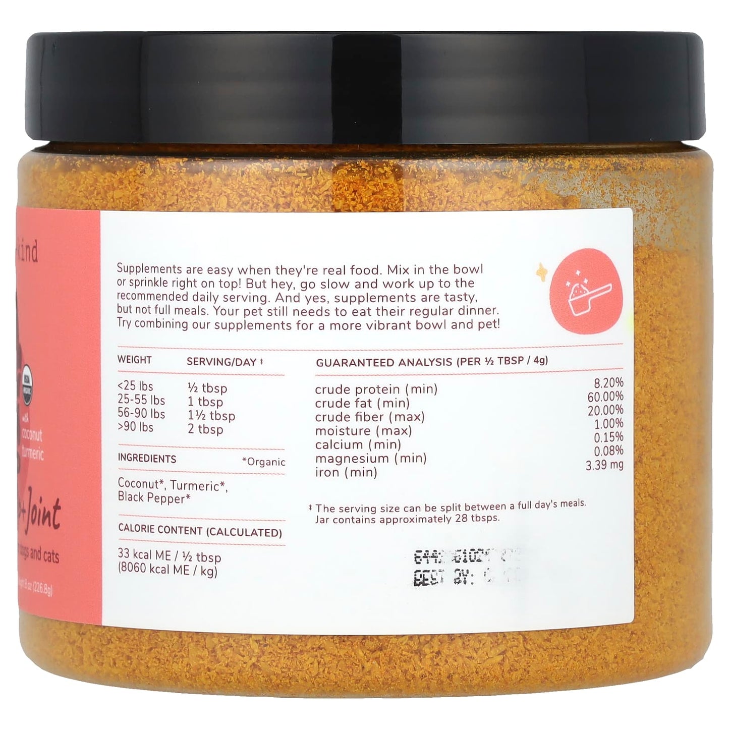 Kin+Kind, Healthy Hip + Joint, Strength Supplement For Dogs and Cats, with Coconut Turmeric , 8 oz (226. 8 g) - Image 2