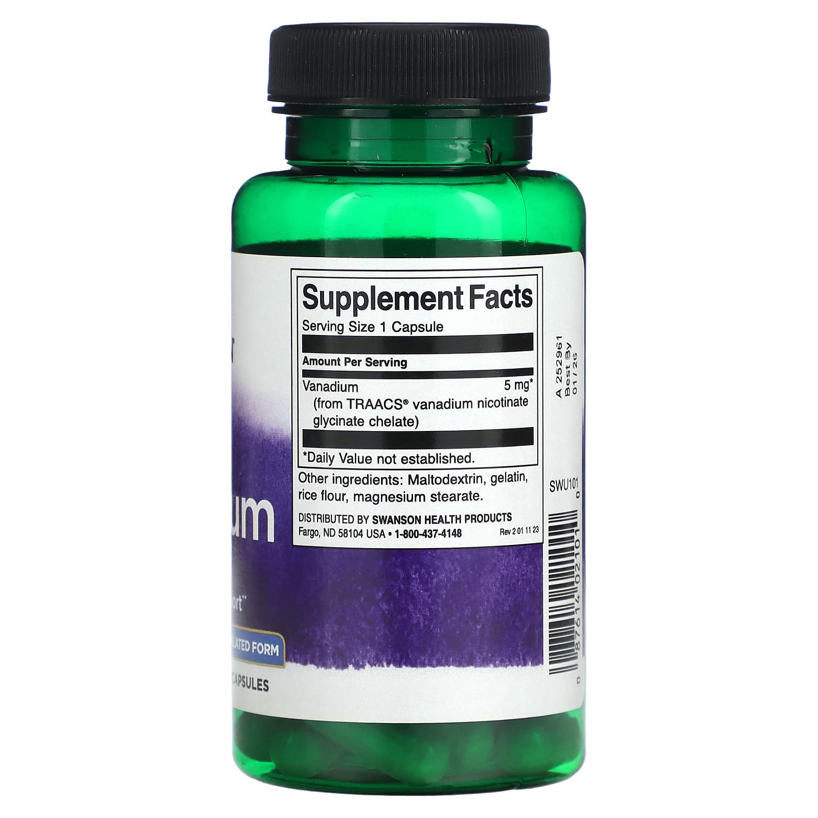 Swanson, Albion Vanadium, 5 mg, 60 Capsules - Image 2