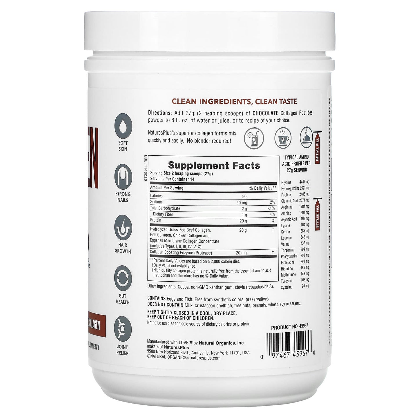 NaturesPlus, Collagen Peptides, Chocolate, 0.83 lb (378 g) - Image 2