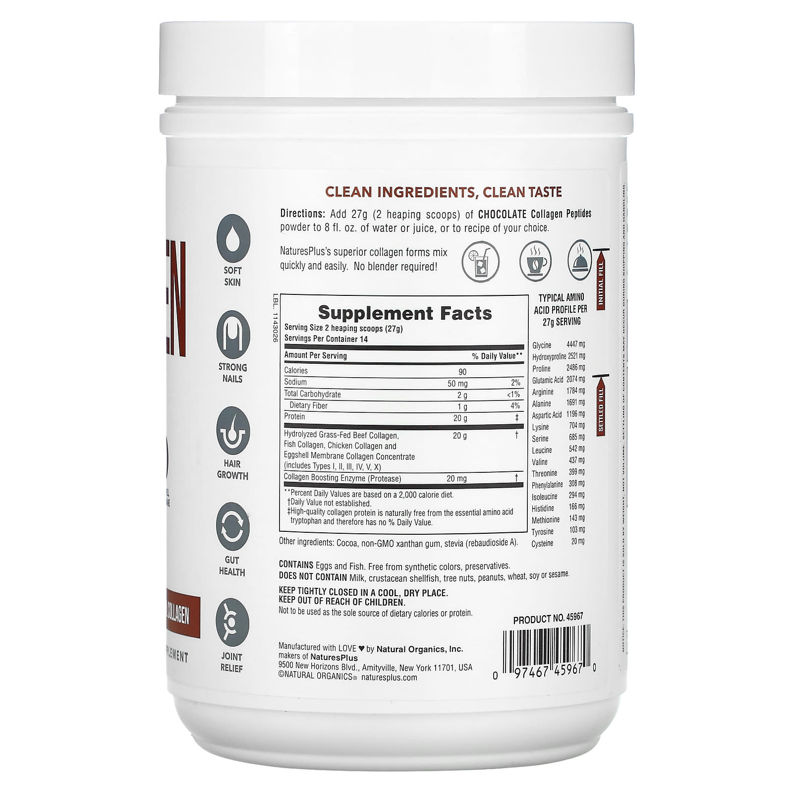 NaturesPlus, Collagen Peptides, Chocolate, 0.83 lb (378 g) - Image 2