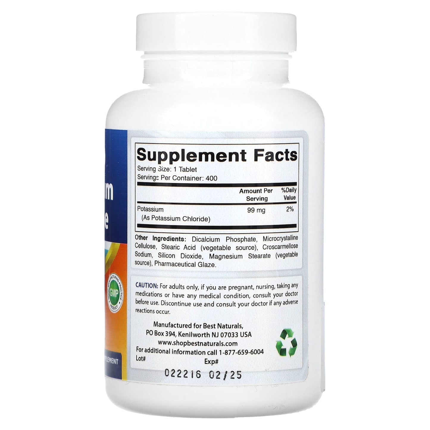 Best Naturals Potassium Chloride Supplement - 99mg, 400 Tablets - Image 2